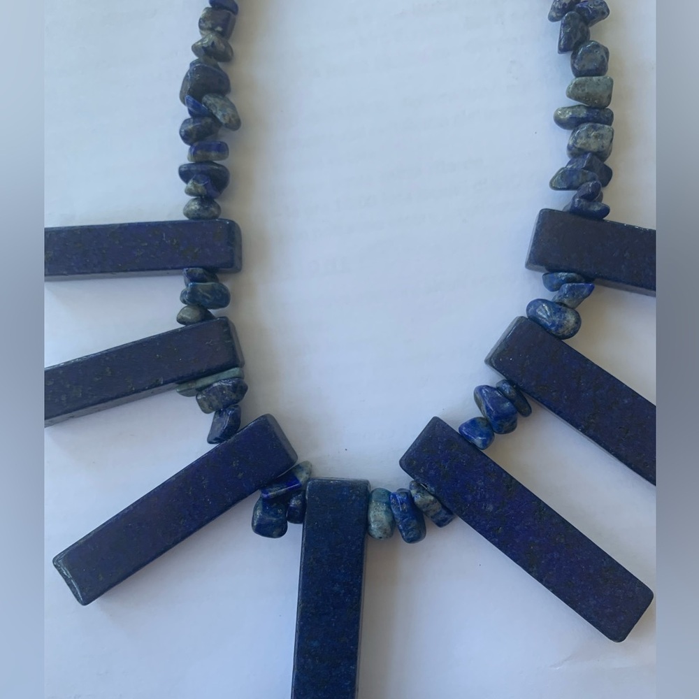 Statement Blue Geometric lapis lazuli Stone Necklace